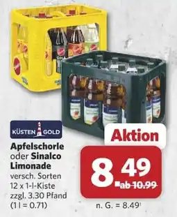Combi Küsten Gold Apfelschorle oder Sinalco Limonade Angebot