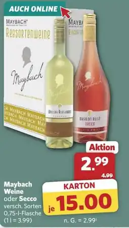 Combi Maybach Weine oder Secco Angebot