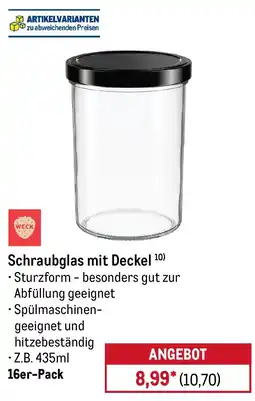 METRO WECK Schraubglas mit Deckel Angebot