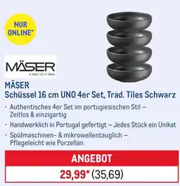 METRO MÄSER Schüssel 16 cm UNO 4er Set, Trad. Tiles Schwarz Angebot