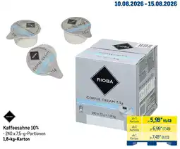 METRO RIOBA Kaffeesahne 10% Angebot