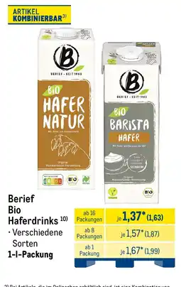 METRO Berief Bio Haferdrinks Angebot