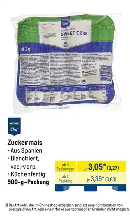 METRO Metro Chef Zuckerm Mais Angebot