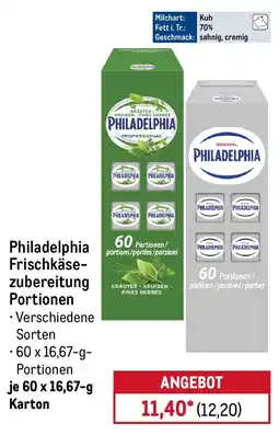 METRO Philadelphia Frischkäsezubereitung Portionen Angebot
