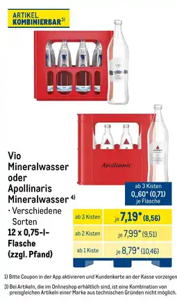METRO Vio Mineralwasser oder Apollinaris Mineralwasser Angebot