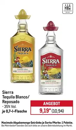 METRO Sierra Tequila Blanco/Reposado Angebot