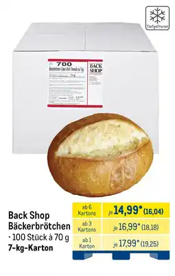 METRO Back Shop Bäckerbrötchen Angebot