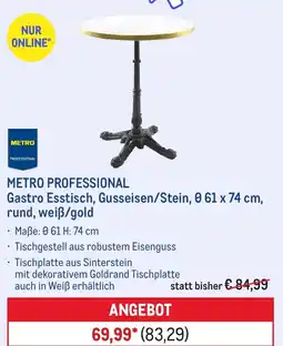 METRO METRO PROFESSIONAL Gastro Esstisch, Gusseisen/Stein, Ø 61 x 74 cm, rund, weiß/gold Angebot
