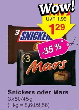 Wiglo Wunderland Snickers oder Mars Angebot
