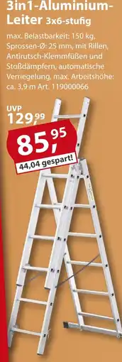 Sonderpreis Baumarkt 3in1-Aluminium-Leiter 3x6-stufig Angebot
