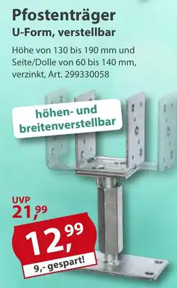 Sonderpreis Baumarkt Pfostenträger U-Form, verstellbar Angebot