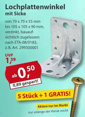 Sonderpreis Baumarkt Lochplattenwinkel mit Sicke Angebot
