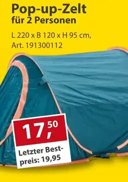 Sonderpreis Baumarkt Pop-up-Zelt für 2 Personen Angebot