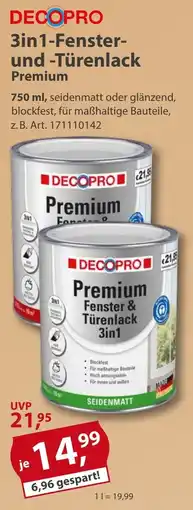 Sonderpreis Baumarkt DECOPRO 3in1-Fenster-und-Türenlack Premium Angebot