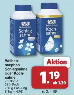 Famila Nord West Weihenstephan Schlagsahne oder Kochsahne Angebot