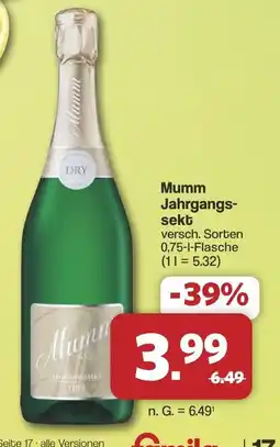 Famila Nord West Mumm Jahrgangs-sekt Angebot