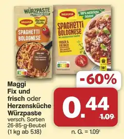 Famila Nord West Maggi Fix und frisch oder Herzensküche Würzpasta Angebot