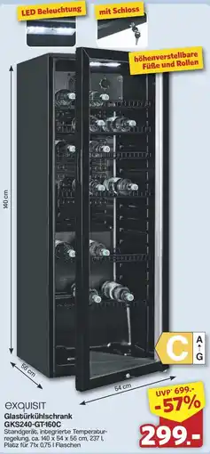 Famila Nord West exquisit Glastürkühlschrank GKS240-GT160C Angebot