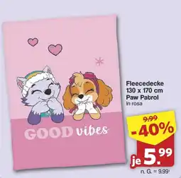Famila Nord West Fleece Decke Paw Patrol in rosa Angebot
