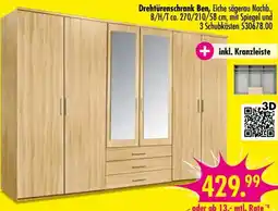 Möbel Boss Drehtürenschrank Ben, Eiche sägerau Nachb. Angebot