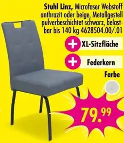 Möbel Boss Stuhl Linz, Microfaser Webstoff anthrazit oder beige, Metallgestell pulverbeschichtet schwarz Angebot
