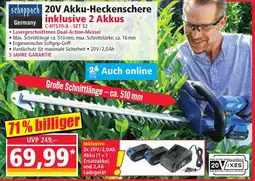 Norma scheppach 20V Akku-Heckenschere inklusive 2 Akkus Angebot