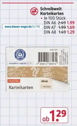 Rossmann Schreibwelt karteikarten Angebot
