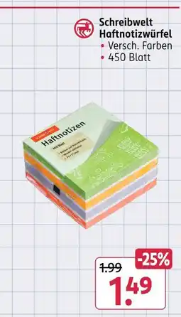 Rossmann Schreibwelt haftnotizwürfel Angebot