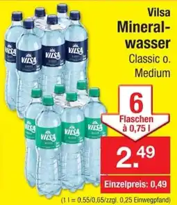 Zimmermann Vilsa Mineralwasser Classic o. Medium Angebot