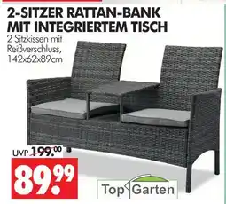 Wreesmann Top garten 2-sitzer rattan-bank mit integriertem tisch Angebot