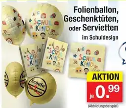 Zimmermann Folienballon, Geschenktüten, oder Servietten im Schuldesign Angebot