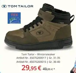 Siemes Schuhcenter Tom Tailor – Wintersneaker Angebot