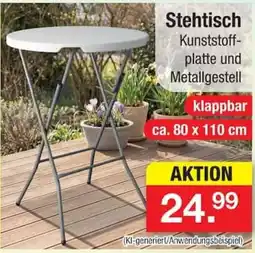 Zimmermann Stehtisch Kunststoffplatte und Metallgestell Angebot