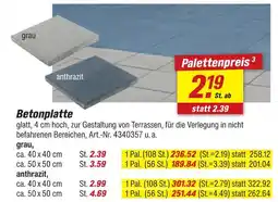 toom Baumarkt Betonplatte grau, ca. 40 x 40 cm Angebot
