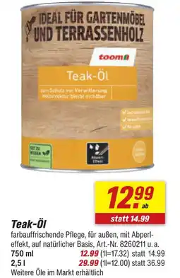 toom Baumarkt Toom teak-öl 750 ml Angebot