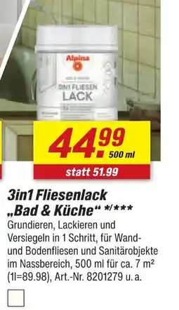 toom Baumarkt Alpina 3in1 fliesenlack bad & küche Angebot