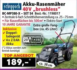 Norma scheppach Akku-Rasenmäher 40V "brushless" Angebot