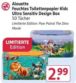 Rossmann Alouette feuchtes toilettenpapier kids ultra sensitiv design box Angebot