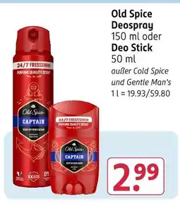 Rossmann Old spice deospray oder deo stick Angebot
