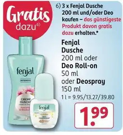 Rossmann Fenjal dusche oder deo roll-on oder deospray Angebot