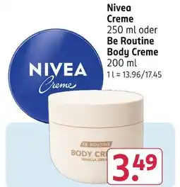 Rossmann Nivea oder be routine creme oder body creme Angebot