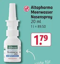 Rossmann Altapharma meerwasser nasenspray Angebot
