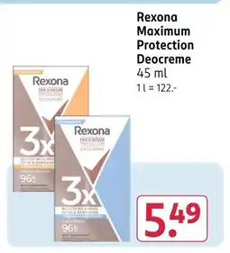 Rossmann Rexona maximum protection deocreme Angebot