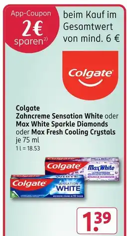 Rossmann Colgate zahncreme sensation white oder max white sparkle diamonds oder max fresh cooling crystals Angebot