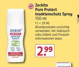 Rossmann Zeckito pure protect insektenschutz spray Angebot