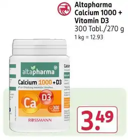 Rossmann Altapharma calcium 1000 + vitamin d3 Angebot