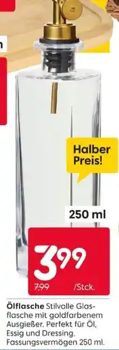 Rusta Ölflasche Stilvolle Glasflasche mit goldfarbenem Ausgießer Angebot