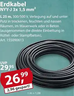 Sonderpreis Baumarkt Erdkabel NYY-J 3x 1,5 mm² Angebot