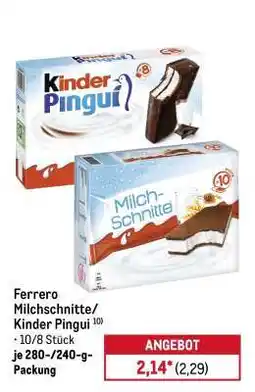 METRO Ferrero Milchschnitte/Kinder Pingui Angebot