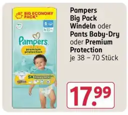 Rossmann Pampers Big Pack Windeln oder Pants Baby-Dry oder Premium Protection Angebot